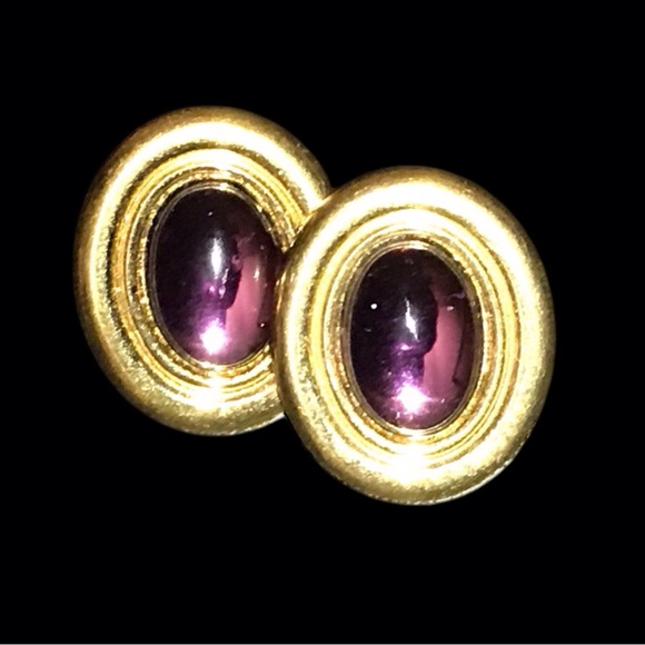 Retro MONET Meets Fabulous Purple Gem Earrings - Picture 3 of 9